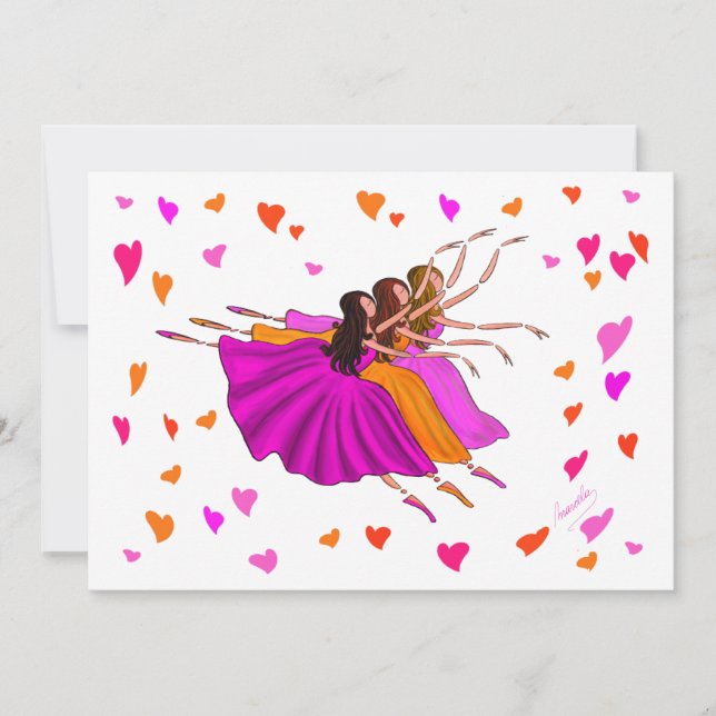 Cute Colorful Ballerinas Dancing and Jumping (Front)