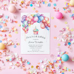 Cute Colorful Balloon Arch Cupcake Kids Birthday Invitation<br><div class="desc">c</div>