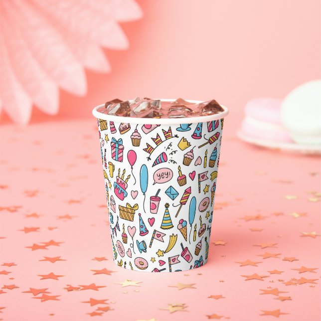 Cute Colorful Balloons Birthday Cake Gift Kids  Paper Cups (Insitu)