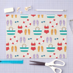 Cute Colorful Beach Holiday Pattern Summer Tissue Paper