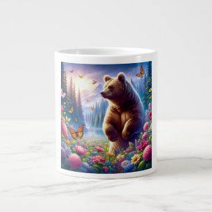 Cute, colorful bear & butterflies giant coffee mug
