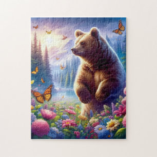 Cute, colorful bear & butterflies jigsaw puzzle