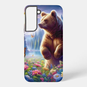 Cute, colorful bear & butterflies samsung galaxy s22+ case