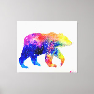 Cute colorful bear canvas print