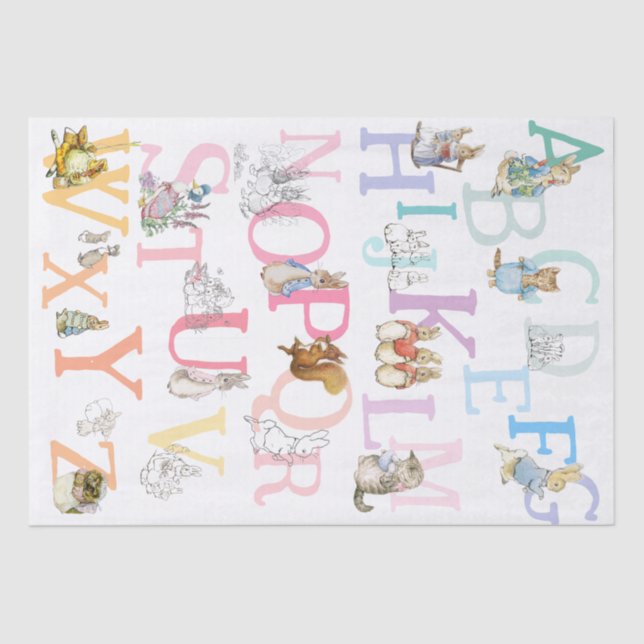 Cute Colorful Beatrix Potter Alphabet  Tissue Paper (Front)