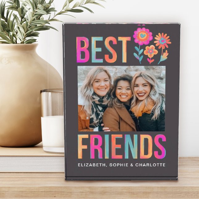 Cute Colorful Best Friends  Photo Block (A colorful happy best friends photo block. Personalize it with your favorite picture and names.)