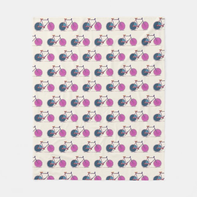 Cute Colorful Bicycle Line Art Drawing Pattern  Fleece Blanket (Front)