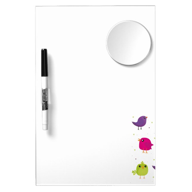 Cute colorful bird  dry erase board with mirror (Front)