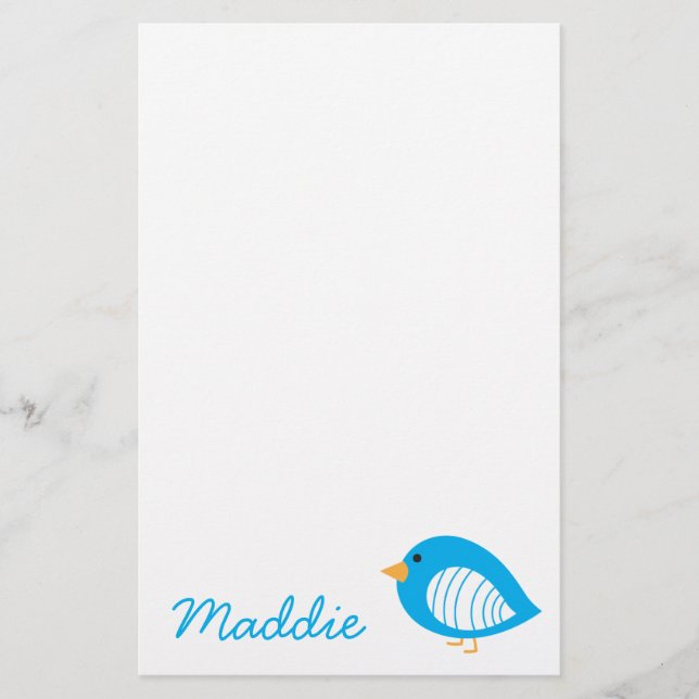 Cute colorful bird illustration stationery (Front)