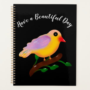 Cute Colorful Bird on Branch Hand Drawn Songbird Planner