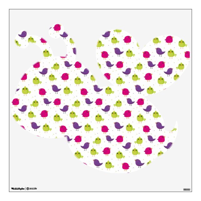 Cute colorful bird  wall decal (Front)