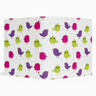 Cute colorful birds   3 ring binder