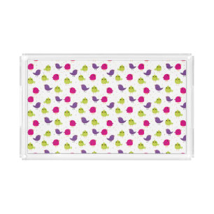Cute colorful birds acrylic tray