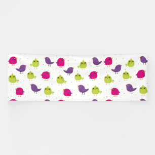 Cute colorful birds banner