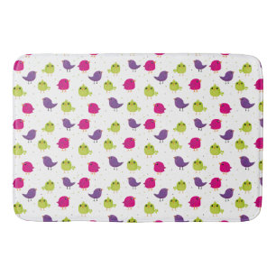 Cute colorful birds bath mat