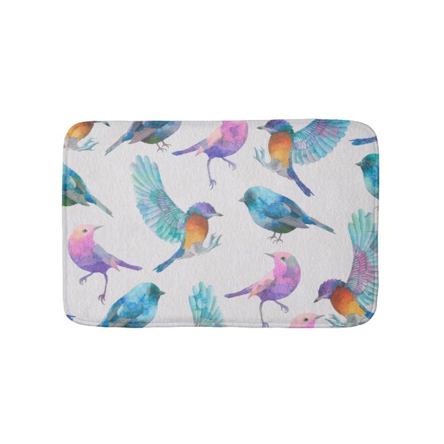 Cute Colorful Birds Bathroom Mat (Front)
