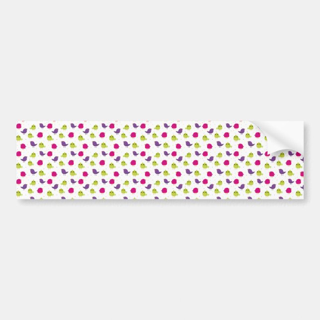 Cute colorful birds   bumper sticker (Front)