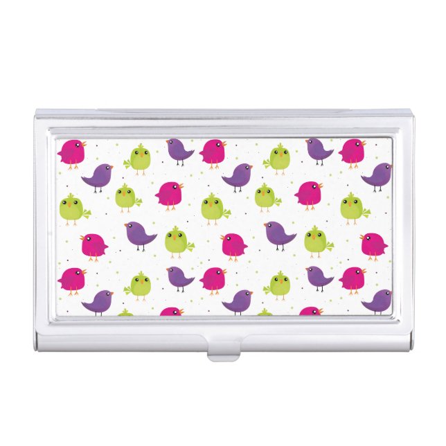 Cute colorful birds  business card case (Front)