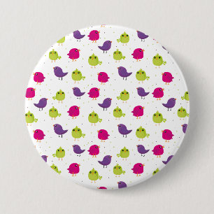 Cute colorful birds button