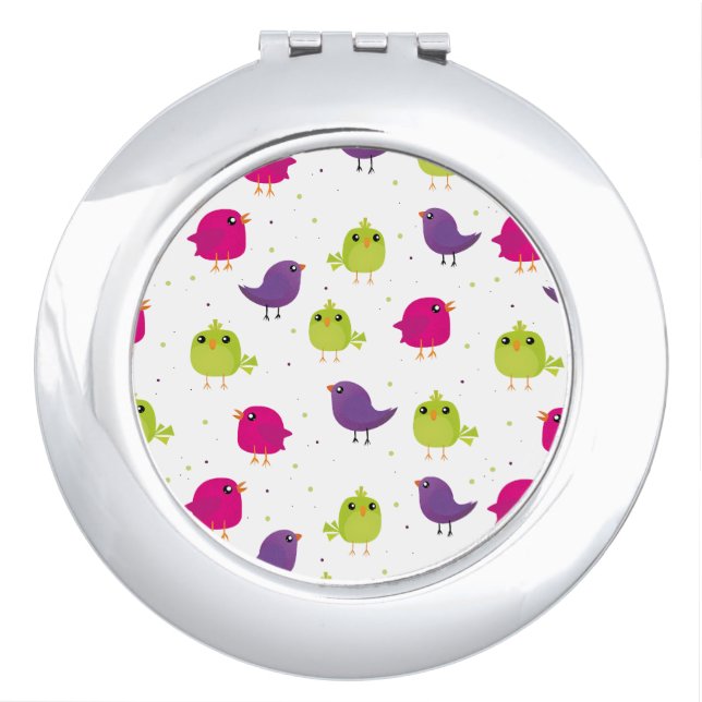 Cute colorful birds  compact mirror (Front)