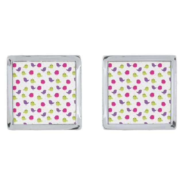 Cute colorful birds   cufflinks (Front)