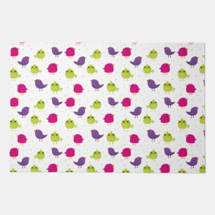 Cute colorful birds doormat
