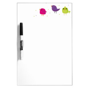 Cute colorful birds  dry erase board