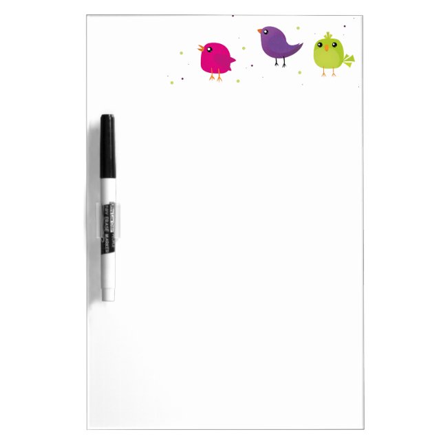 Cute colorful birds  dry erase board (Front)