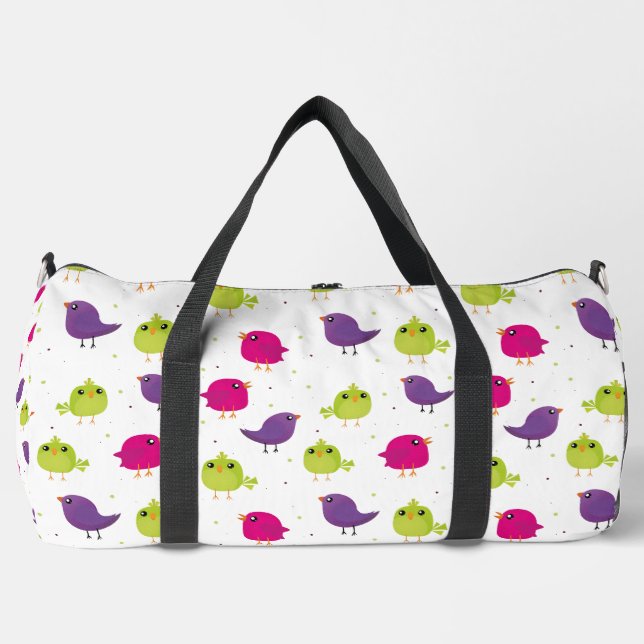 Cute colorful birds  duffle bag (Front)