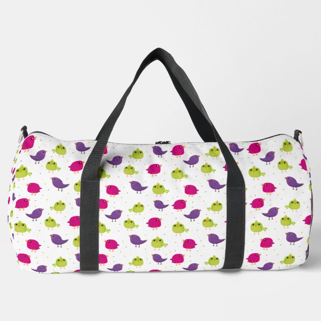 Cute colorful birds   duffle bag (Front)