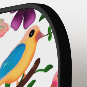 Cute colorful birds Floral Pattern Pickleball Paddle
