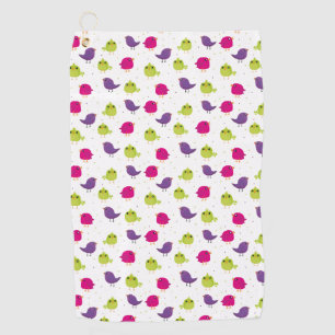 Cute colorful birds  golf towel