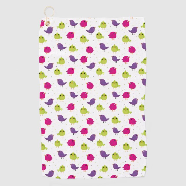 Cute colorful birds  golf towel (Front)
