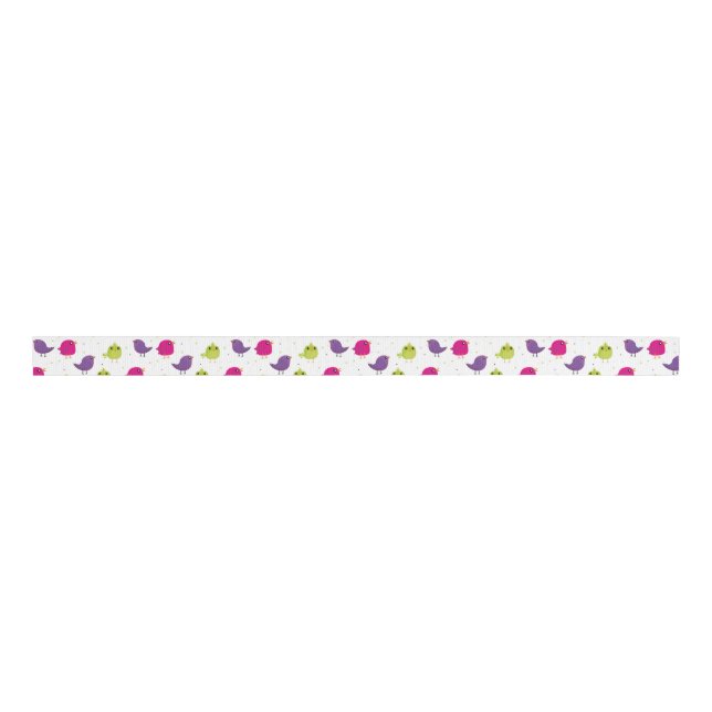 Cute colorful birds  grosgrain ribbon (Front)
