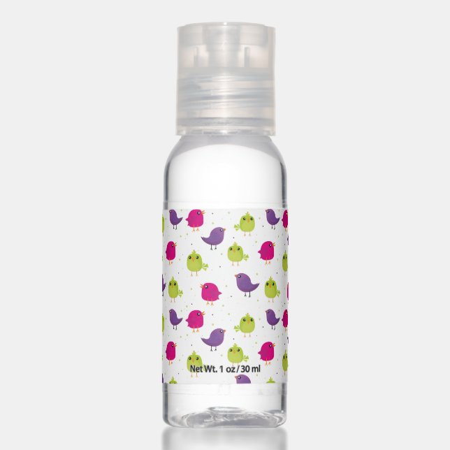 Cute colorful birds   hand sanitizer (Front)