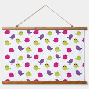 Cute colorful birds hanging tapestry
