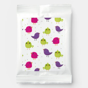 Cute colorful birds hot chocolate drink mix
