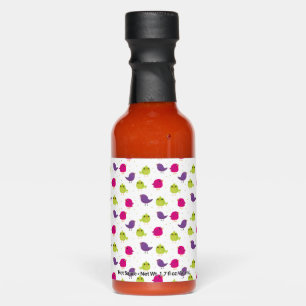 Cute colorful birds hot sauces