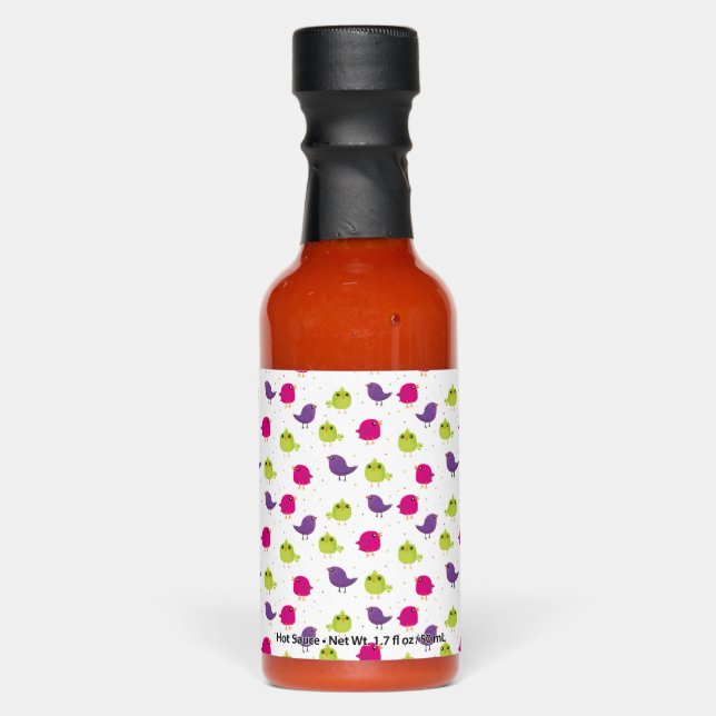 Cute colorful birds hot sauces (Front)