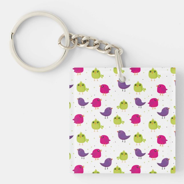 Cute colorful birds keychain (Front)