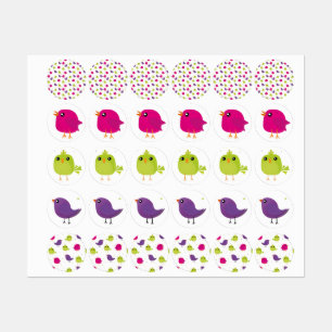 Cute colorful birds  kids' labels