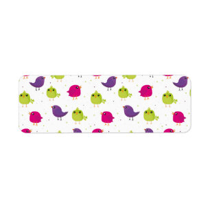 Cute colorful birds  label