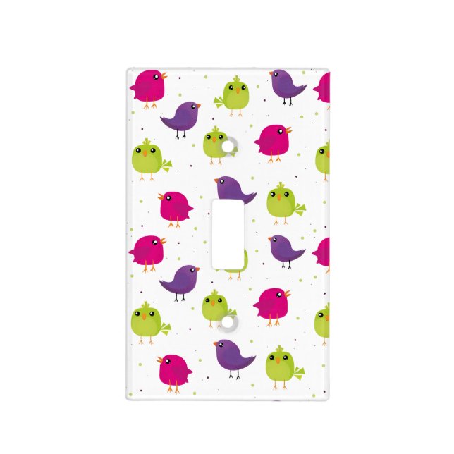 Cute colorful birds   light switch cover (Front)