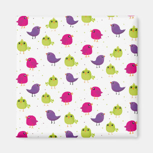 Cute colorful birds magnet