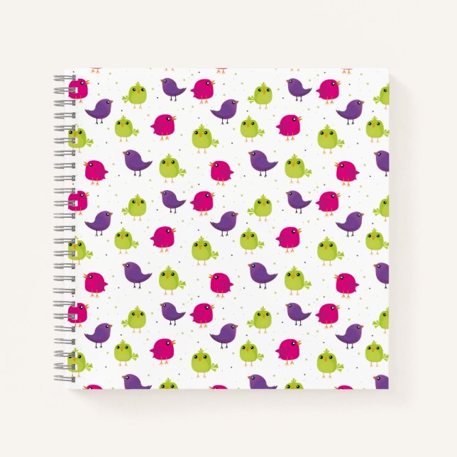 Cute colorful birds   notebook (Front)