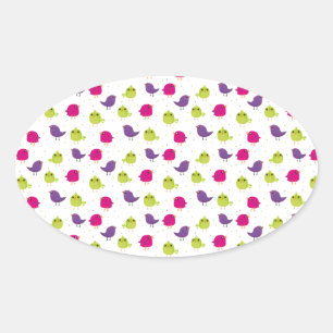 Cute colorful birds   oval sticker