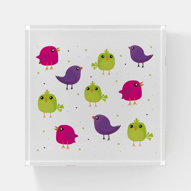 Cute colorful birds  paperweight (Front)