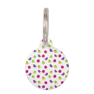 Cute colorful birds pet ID tag