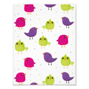 Cute colorful birds photo print