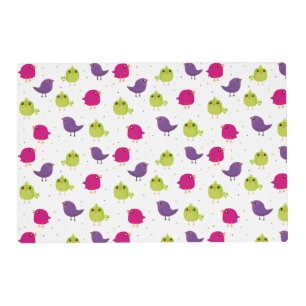 Cute colorful birds placemat